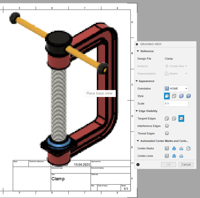 Umístění hlavního pohledu v programu Fusion 360